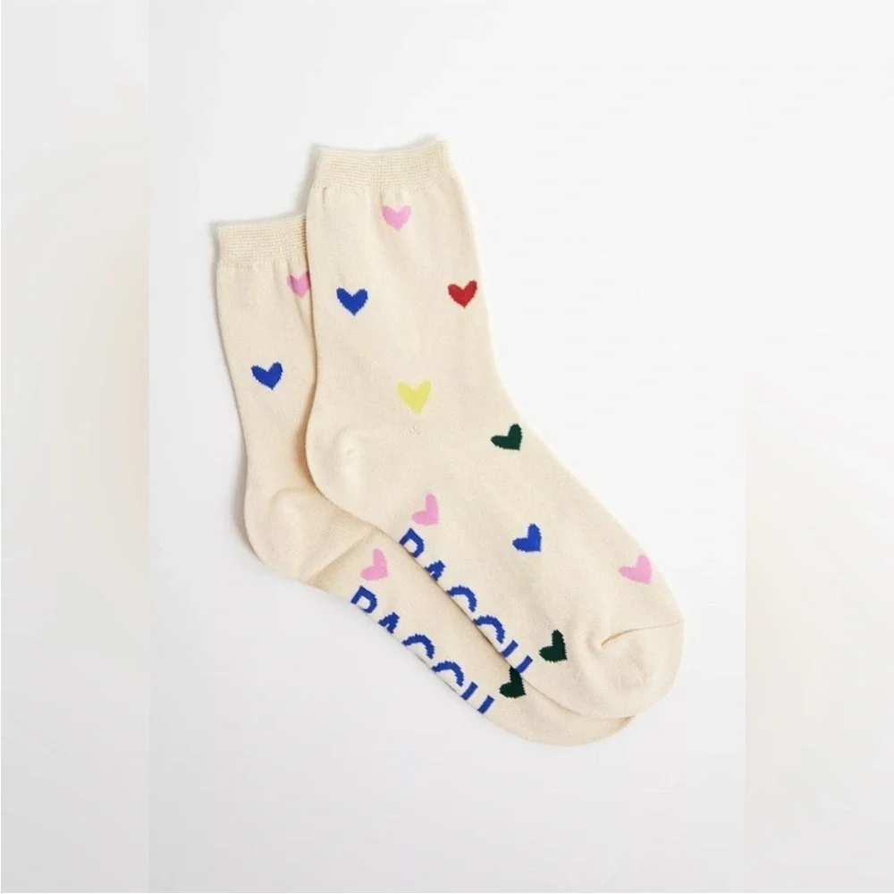 BAGGU Heart Cream Heart Pattern Socks